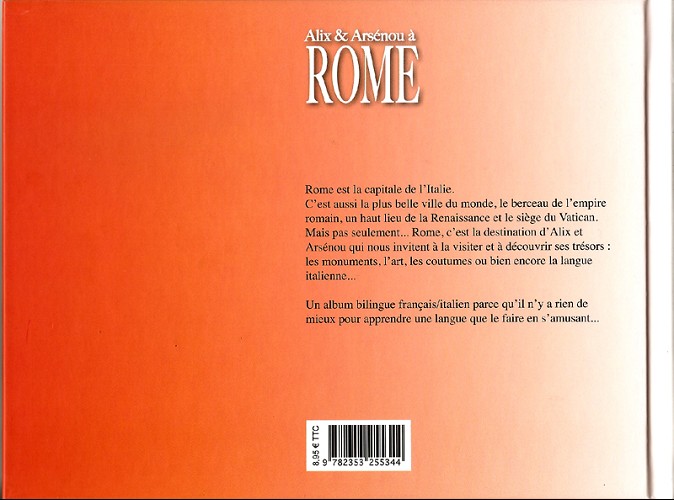 Verso de l'album Alix et Arsénou Tome 1 Alix et Arsénou à Rome