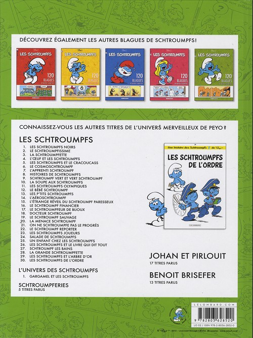 Verso de l'album 120 blagues de Schtroumpfs Tome 5 120 blagues et autres surprises