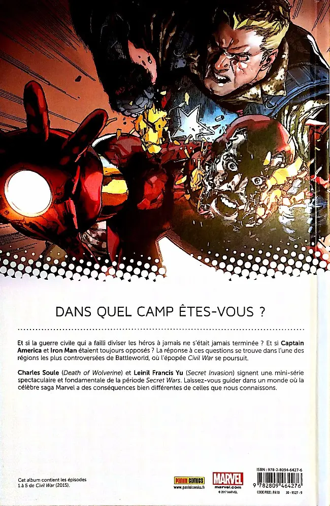 Verso de l'album Secret Wars : Civil War