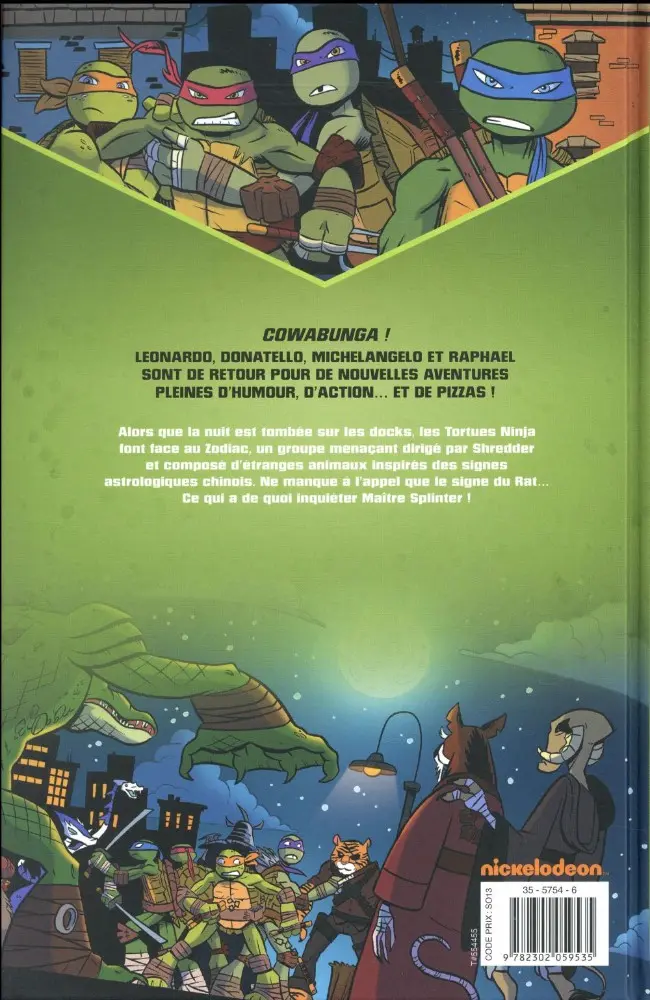 Verso de l'album Teenage Mutant Ninja Turtles Tome 1 Le zoo-diac attaque !