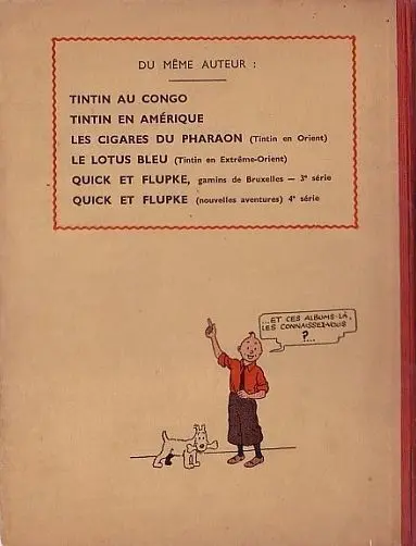Verso de l'album Tintin Tome 6 L'oreille cassée