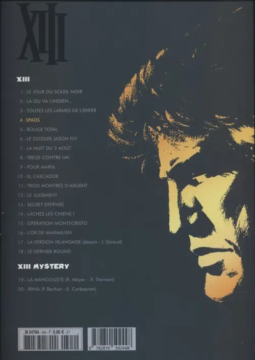 Verso de l'album XIII Tome 4 Spads