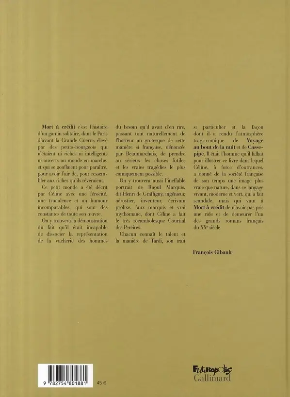 Verso de l'album Mort à crédit