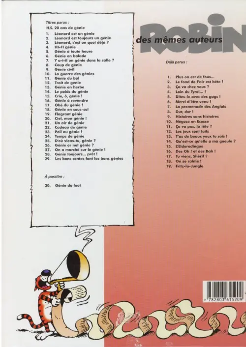 Verso de l'album Léonard Tome 1 Léonard est un génie