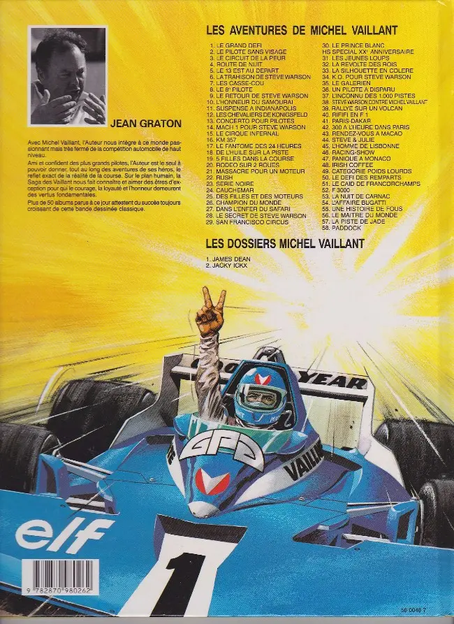 Verso de l'album Michel Vaillant Tome 6 La trahison de Steve Warson