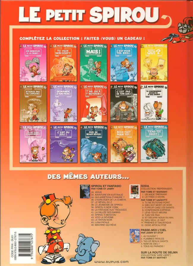 Verso de l'album Le Petit Spirou Tome 8 T'as qu'à t'retenir !
