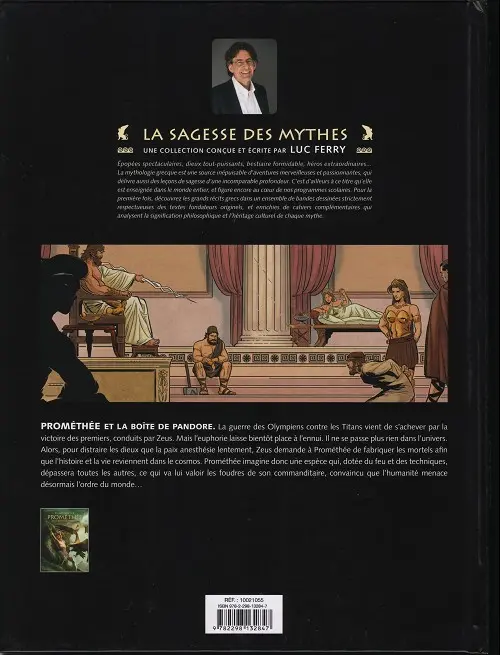 Verso de l'album Prométhée et la boîte de Pandore