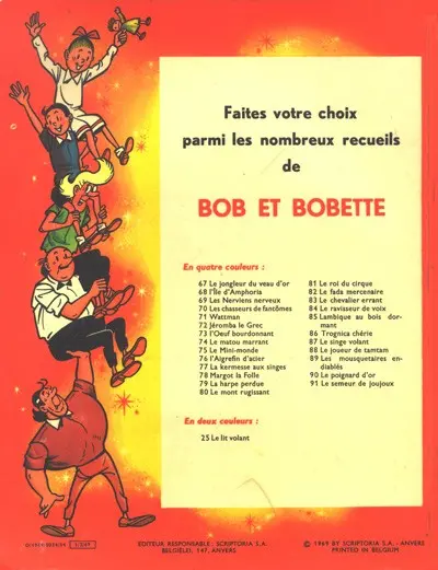 Verso de l'album Bob et Bobette Tome 93 Le Père Moustache