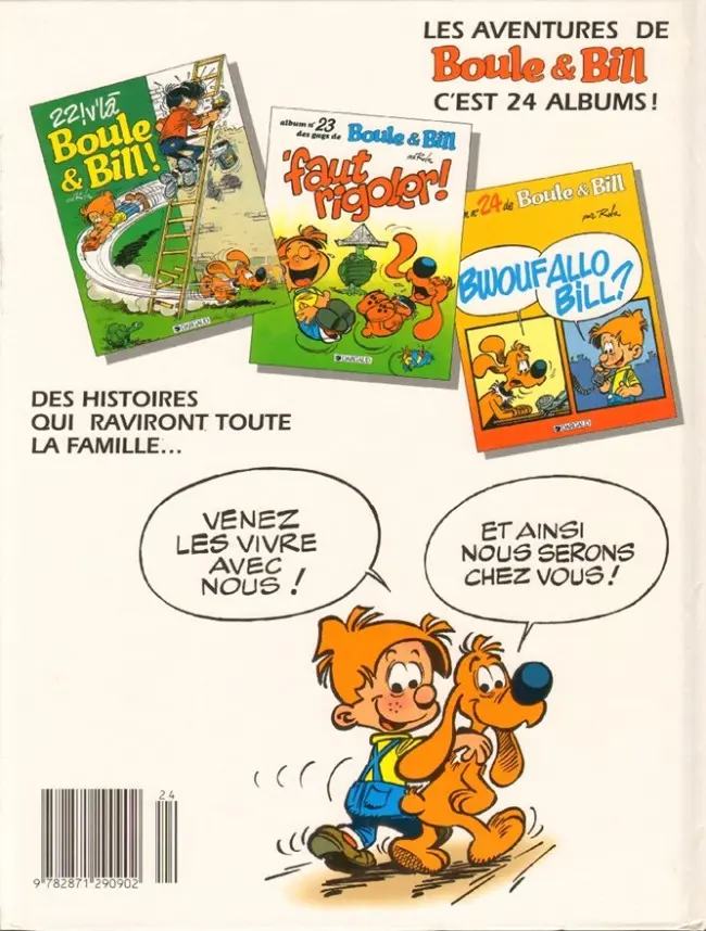 Verso de l'album Boule & Bill Tome 24 Bwouf Allo Bill ?