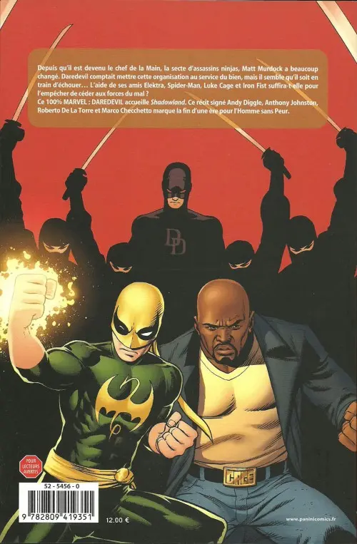 Verso de l'album Daredevil Tome 22 Shadowland