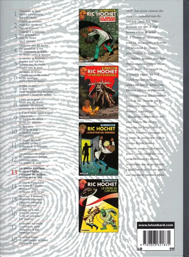 Verso de l'album Ric Hochet Intégrale Tome 13