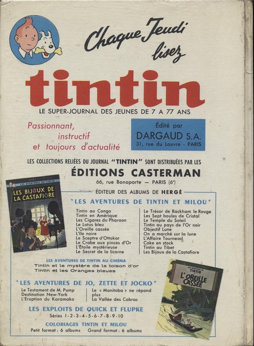 Verso de l'album Tintin Tome 67 Tintin album du journal (n°888 à 900)