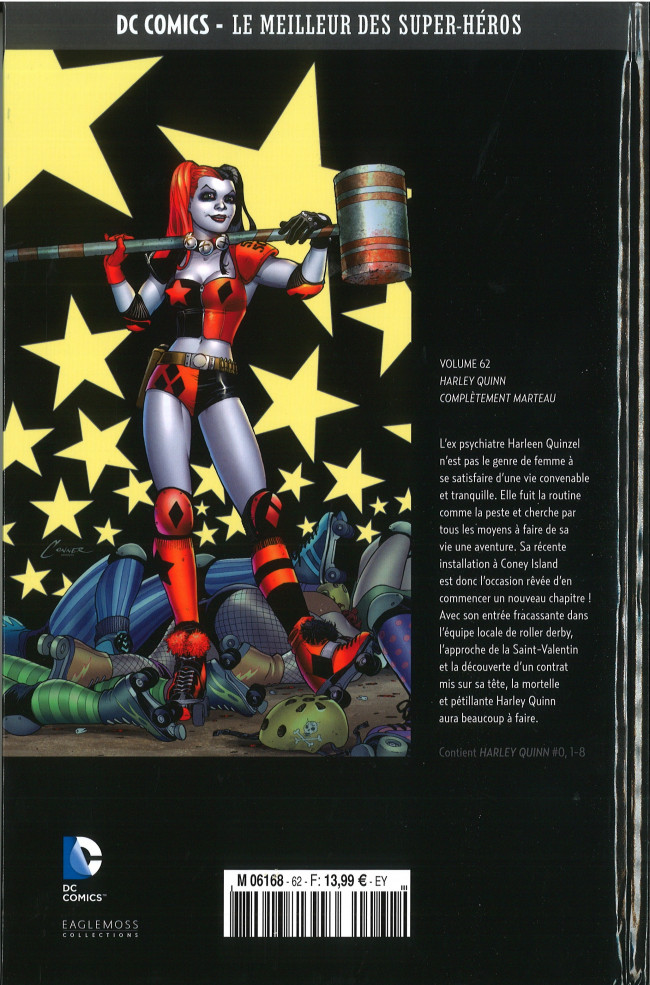 Verso de l'album DC Comics - Le Meilleur des Super-Héros Volume 62 Harley Quinn - Complètement Marteau