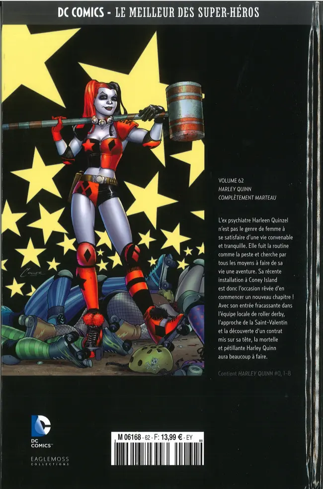 Verso de l'album DC Comics - Le Meilleur des Super-Héros Volume 62 Harley Quinn - Complètement Marteau