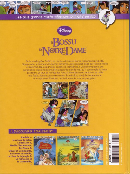 Verso de l'album Les plus grands chefs-d'œuvre Disney en BD Tome 33 Le Bossu de Notre-Dame