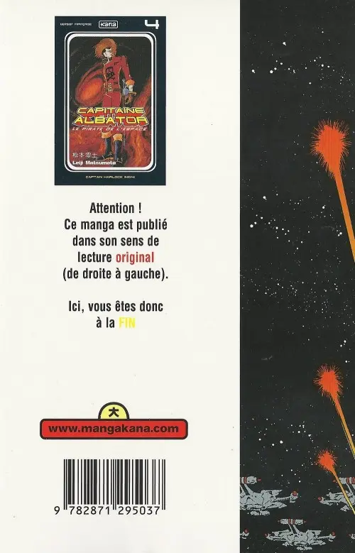 Verso de l'album Capitaine Albator - Le pirate de l'espace 4 Captain Harlock (n°04)