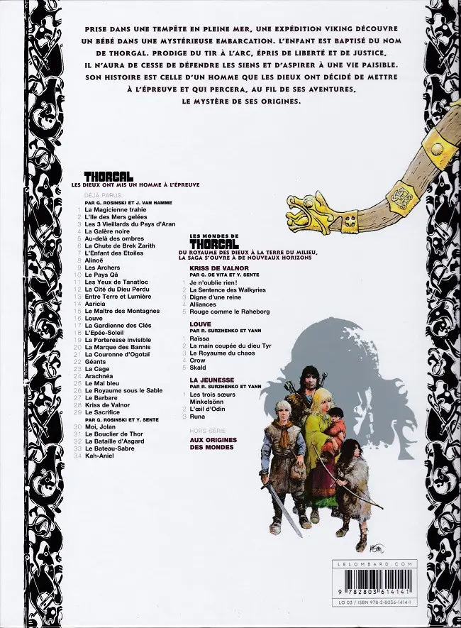 Verso de l'album Thorgal Tome 25 Le Mal bleu