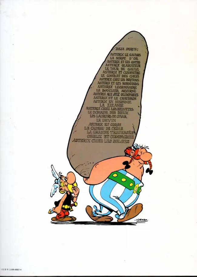 Verso de l'album Astérix Tome 23 Obélix et compagnie