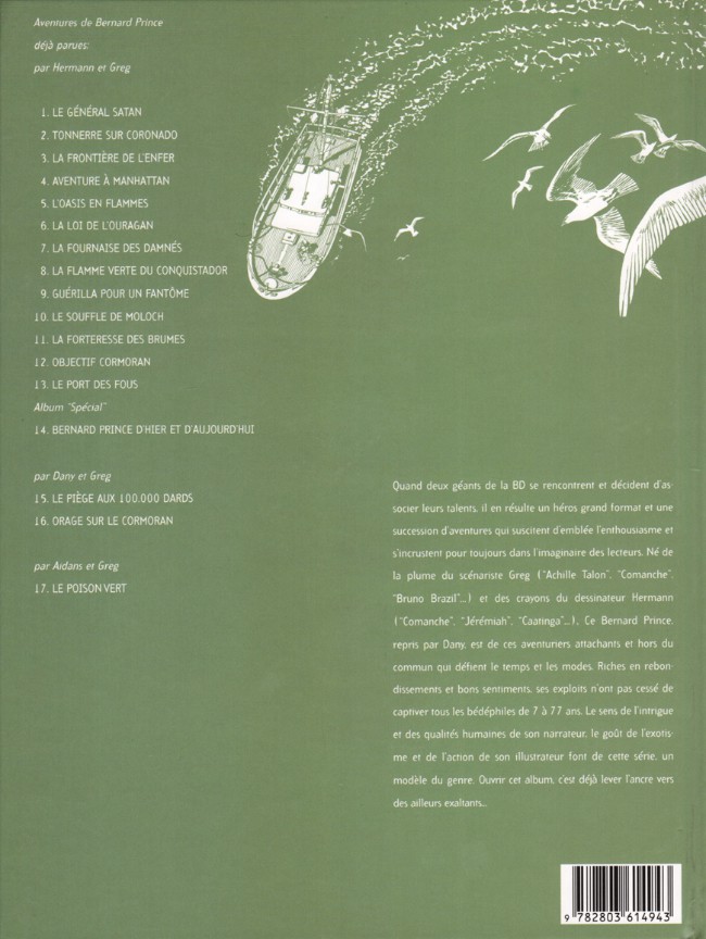 Verso de l'album Bernard Prince Tome 14 Le Piège aux 100.000 Dards