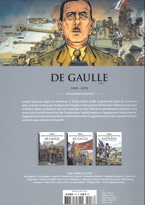 Verso de l'album Les grands personnages de l'Histoire en bandes dessinées Tome 53 De gaulle - Tome 2