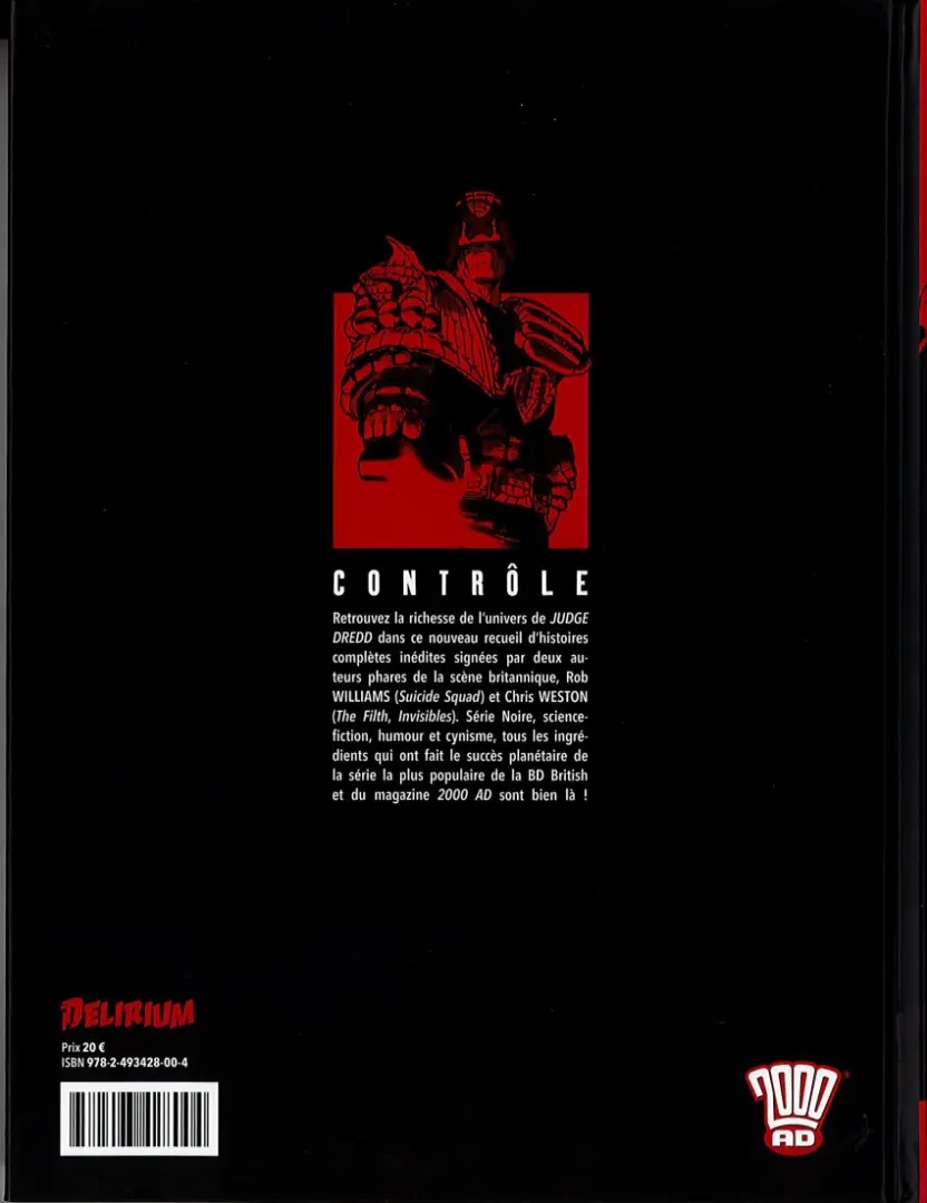 Verso de l'album Judge Dredd Tome 4 Contrôle
