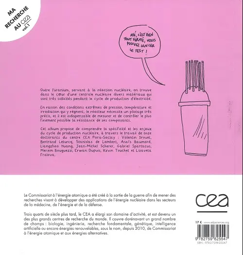 Verso de l'album Ma recherche au CEA Vol. 1 Au cœur de l'énergie nucléaire