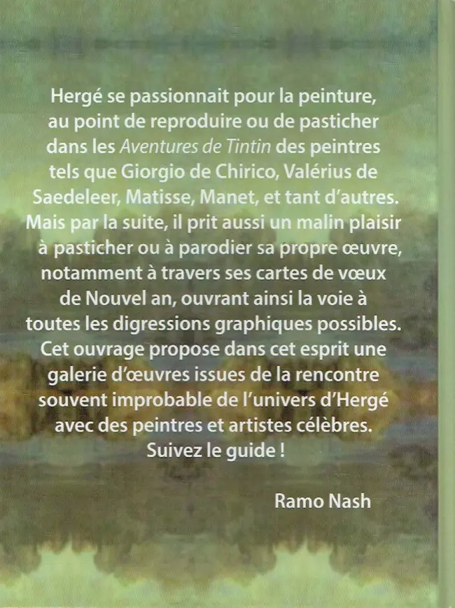 Verso de l'album Tintin - L'Art et la Manière
