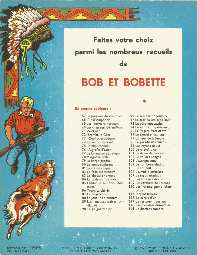 Verso de l'album Bessy Tome 87 Le souffle des esprits