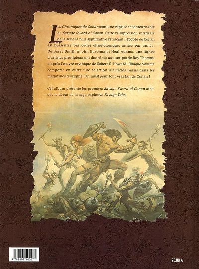 Verso de l'album Les Chroniques de Conan Tome 1 1971-1974