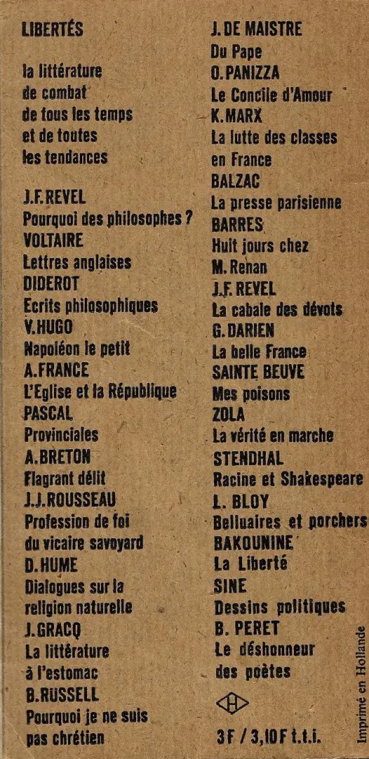 Verso de l'album Dessins politiques