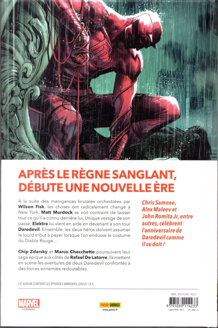 Verso de l'album Daredevil - Le poing rouge (I)