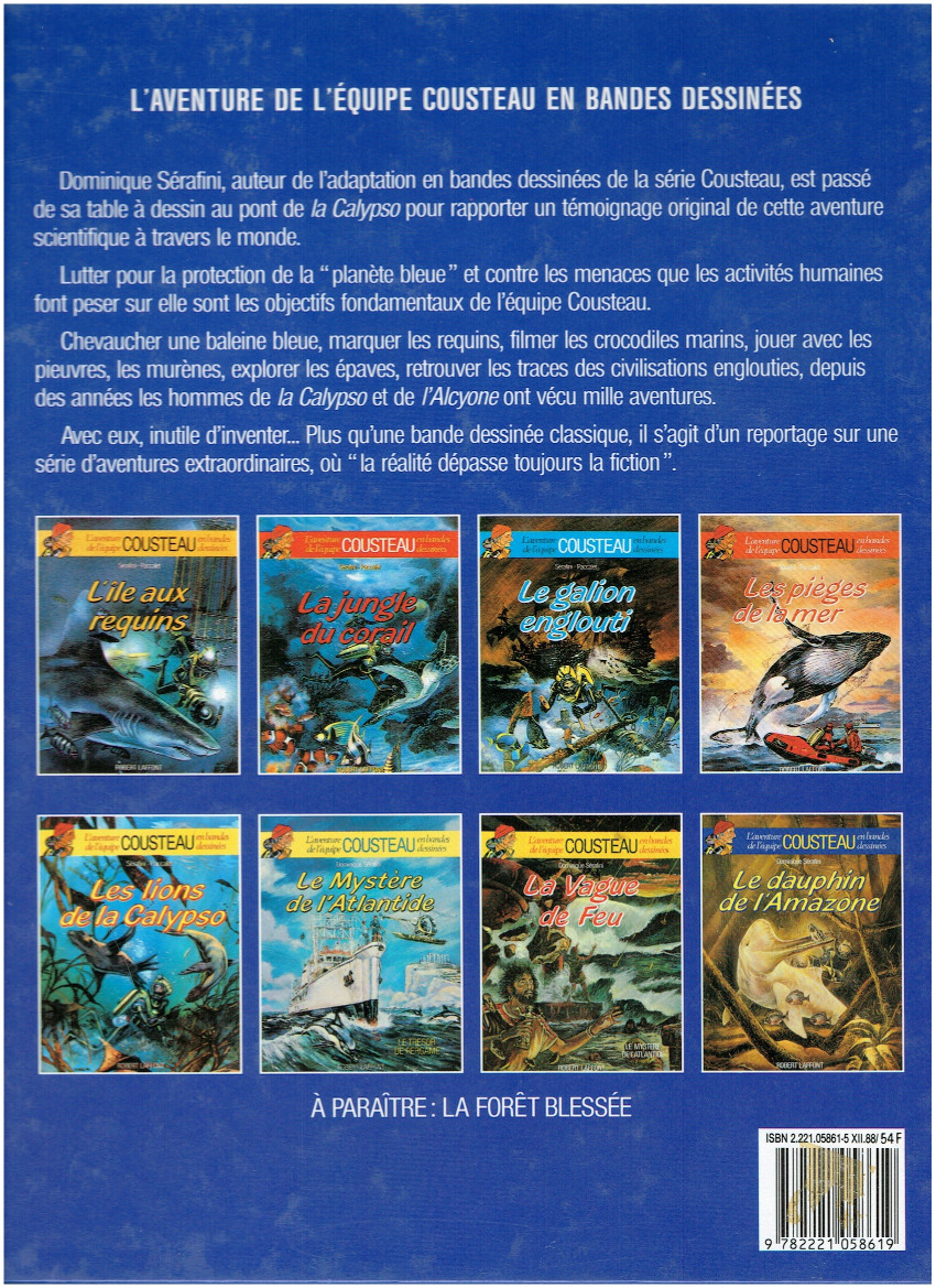 Verso de l'album L'Aventure de l'équipe Cousteau en bandes dessinées Tome 7 Le Mystère de l'Atlantide 2 - La Vague de feu
