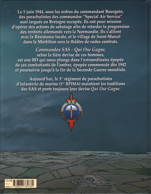 Verso de l'album Commandos SAS Qui ose gagne - 1942-1945