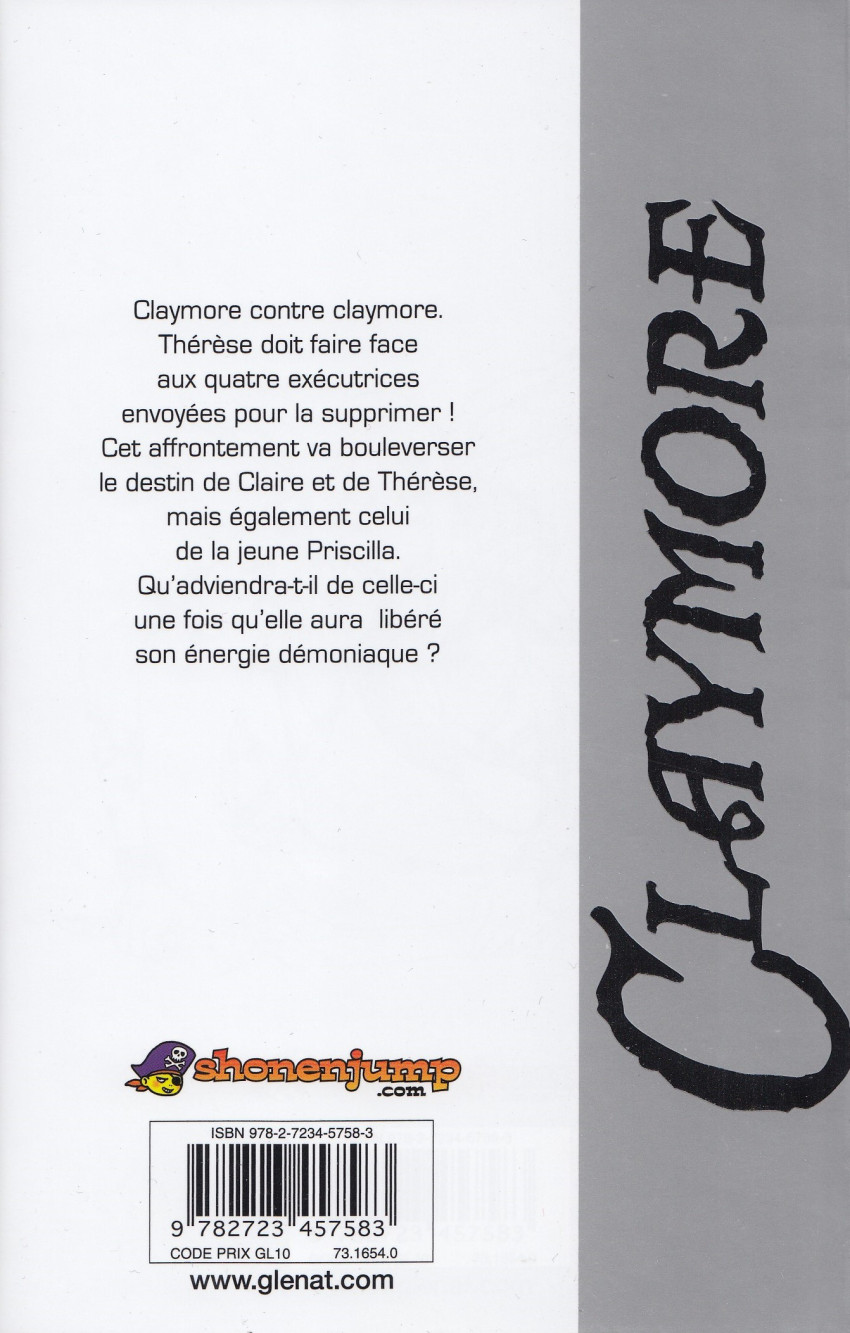 Verso de l'album Claymore Tome 5 Histoire de guerrières