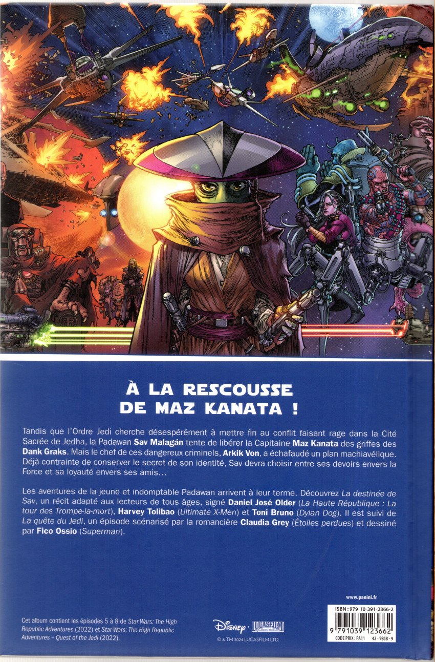 Verso de l'album Star Wars : La Haute République - Les aventures Tome 2 La Destinées de Sav
