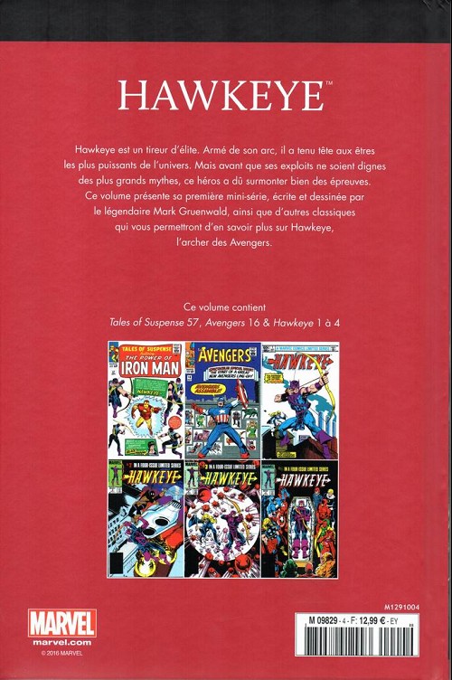 Verso de l'album Le meilleur des Super-Héros Marvel Tome 4 Hawkeye
