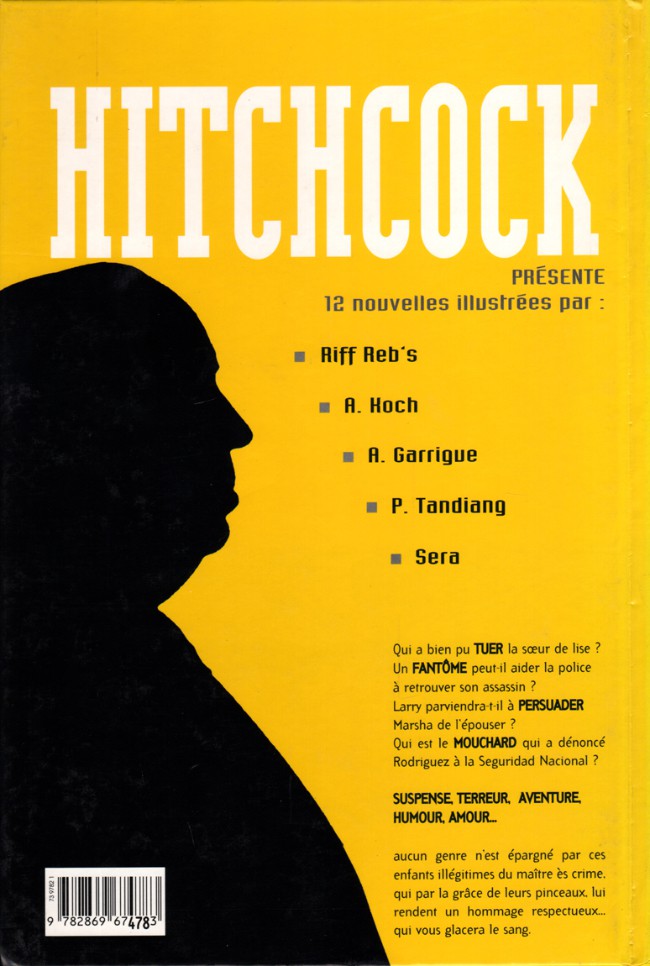 Verso de l'album Alfred Hitchcock présente Pas de pitié pour le mouchard et autres récits