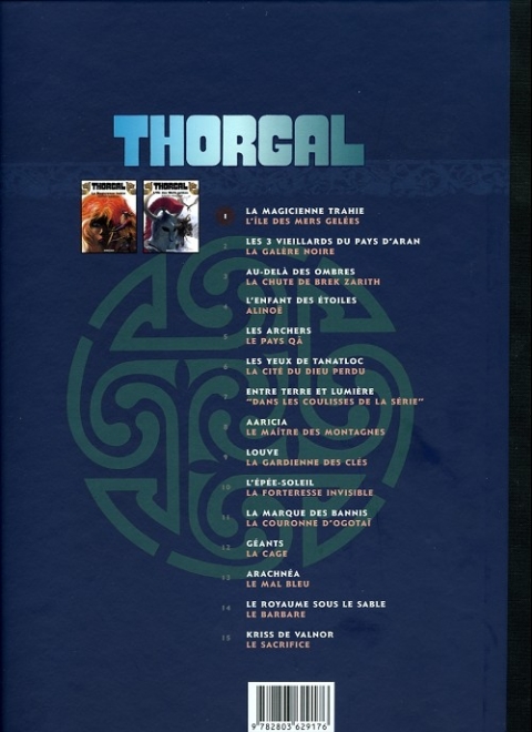 Verso de l'album Thorgal Tome 1 La magicienne trahie / L'île des mers gelées.