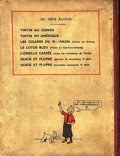 Verso de l'album Tintin Tome 7 L'Île noire