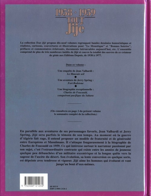 Verso de l'album Tout Jijé Tome 7 1958-1959