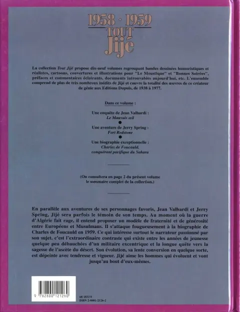 Verso de l'album Tout Jijé Tome 7 1958-1959