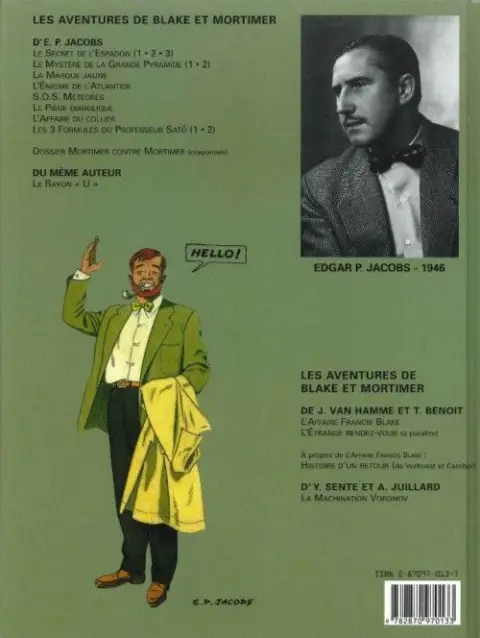 Verso de l'album Blake et Mortimer Tome 7 L'énigme de l'Atlantide