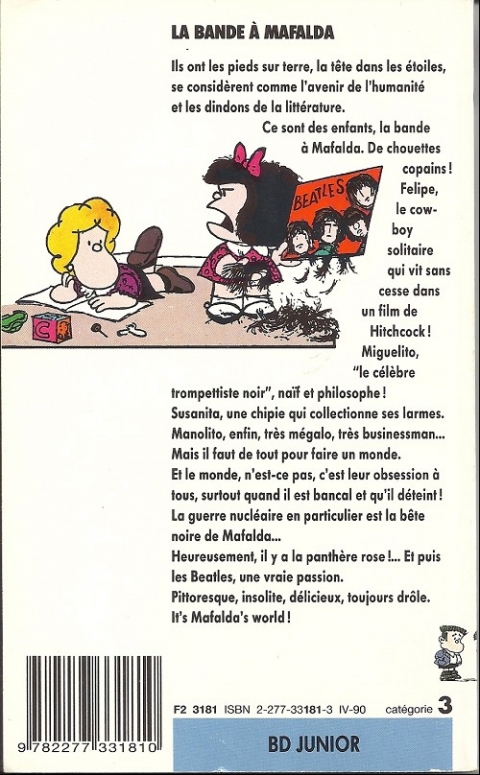 Verso de l'album Mafalda Tome 4 La bande à mafalda