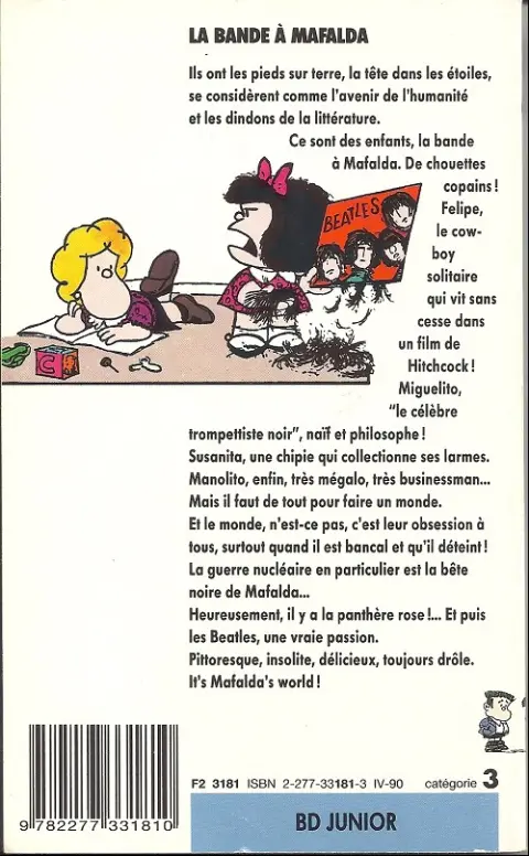 Verso de l'album Mafalda Tome 4 La bande à mafalda