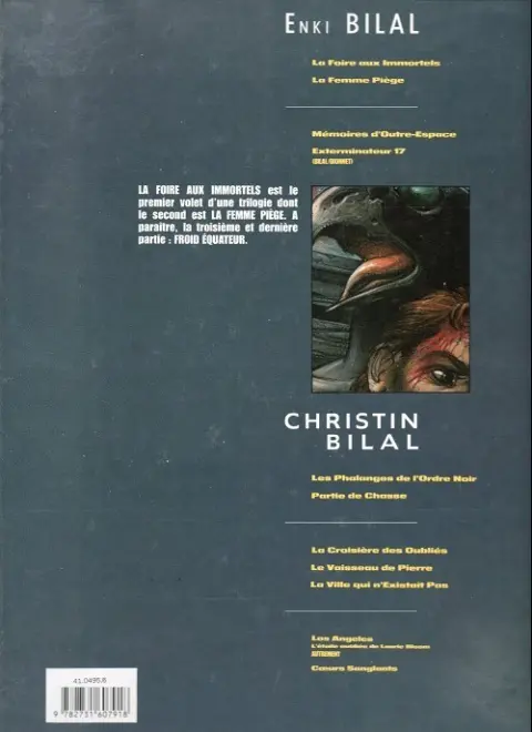 Verso de l'album Nikopol Tome 1 La foire aux immortels
