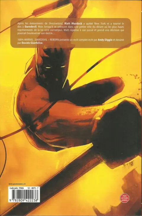 Verso de l'album Daredevil Tome 23 Reborn