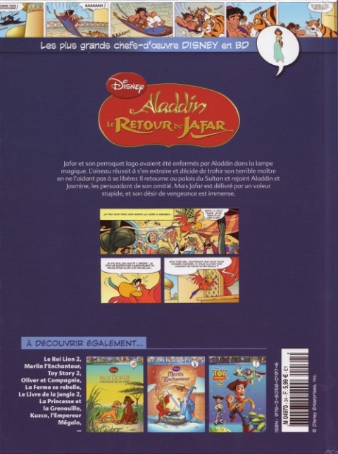 Verso de l'album Les plus grands chefs-d'œuvre Disney en BD Tome 34 Aladdin, le retour de Jafar