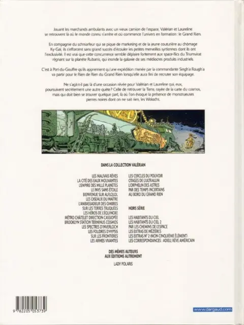 Verso de l'album Valérian Tome 19 Au bord du Grand Rien
