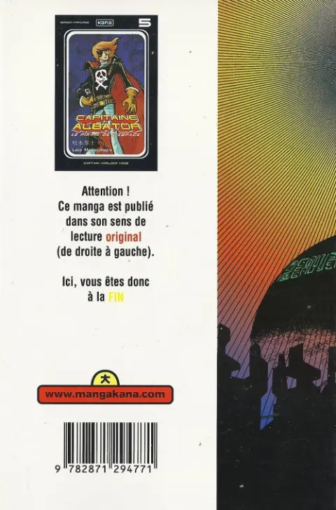 Verso de l'album Capitaine Albator - Le pirate de l'espace 5 Captain Harlock (n°05)