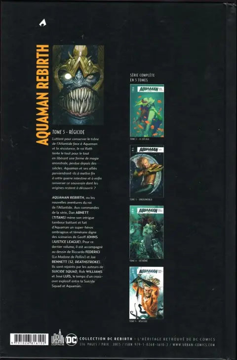 Verso de l'album Aquaman Rebirth Tome 5 Régicide
